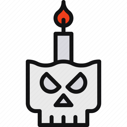 Candle, skull, light, halloween, decoration icon - Download on Iconfinder