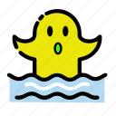 halloween, ghost, in, water, swimming, river
