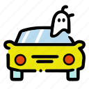 halloween, ghost, on, car, transport, vehicle, transportation
