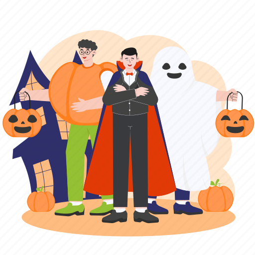 Halloween, costume, party, pumpkin, ghost, people, spooky illustration - Download on Iconfinder