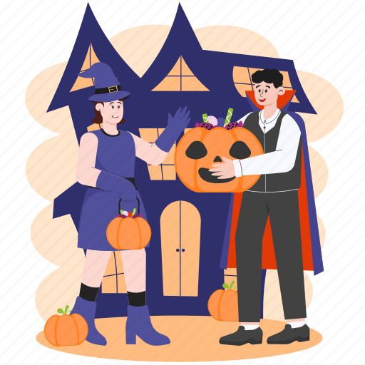 People, halloween, candy, trick or treating, spooky, horror, pumpkin illustration - Download on Iconfinder
