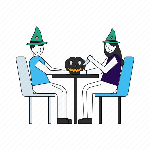 Table, sitting, pumpkin, halloween, celebration icon - Download on Iconfinder
