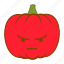 angry, emoji, halloween, holiday, pumpkin, red, sad 