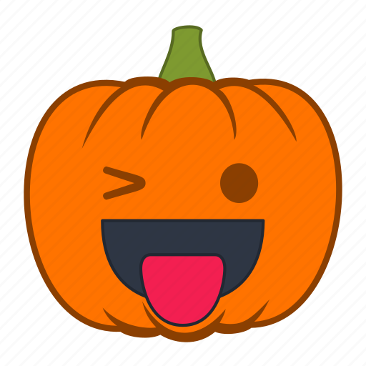 Emoji, halloween, holiday, pumpkin, smiley, tongue, wink icon - Download on Iconfinder