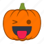 emoji, halloween, holiday, pumpkin, smiley, tongue, wink 