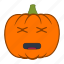 emoji, emotion, halloween, holiday, pumpkin, tired 