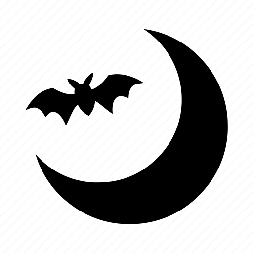 Bat, crescent moon, halloween, moon icon - Download on Iconfinder