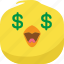 chick, chicken, dollar, emoji, money, smiley 