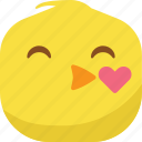 chick, chicken, emoji, kiss, love, lovely, smiley 