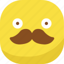 avatar, emoji, emoticon, emotion, mustache, smiley, surprised 