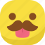 avatar, emoji, emoticon, emotion, mustache, smiley, tongue 