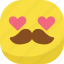 avatar, emoji, emoticon, emotion, love, mustache, smiley 