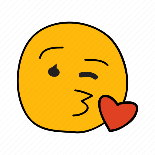 Drawn, emoji, face, hand, heart, kiss, pout icon - Download on Iconfinder