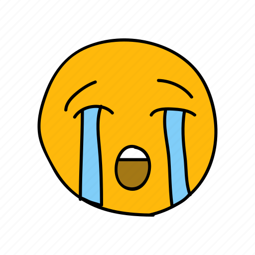 Crying, drawn, emoji, face, hand, messenger, tears icon - Download on Iconfinder