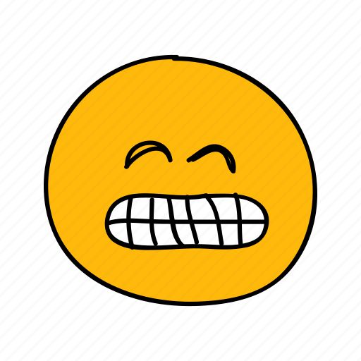 Drawn, emoji, face, grin, hand, messenger, teeth icon - Download on Iconfinder