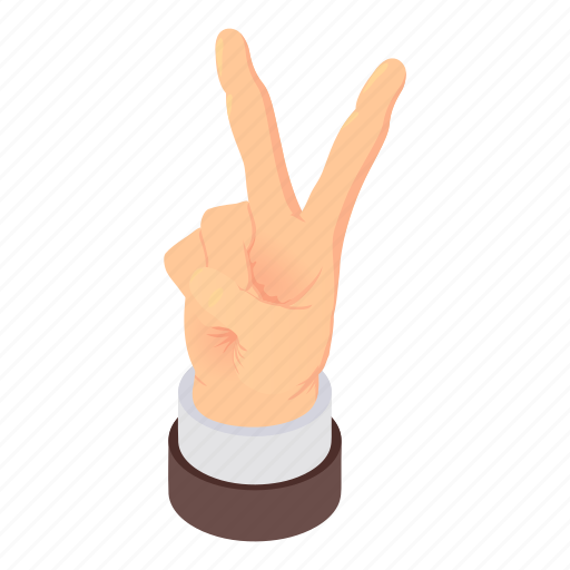 Cartoon, finger, fingers, gesture, hand, isometric, two icon - Download on Iconfinder