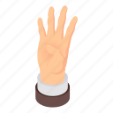 business, cartoon, element, fingers, four, hand, isometric