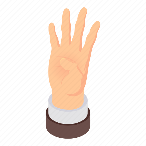 Business, cartoon, element, fingers, four, hand, isometric icon - Download on Iconfinder