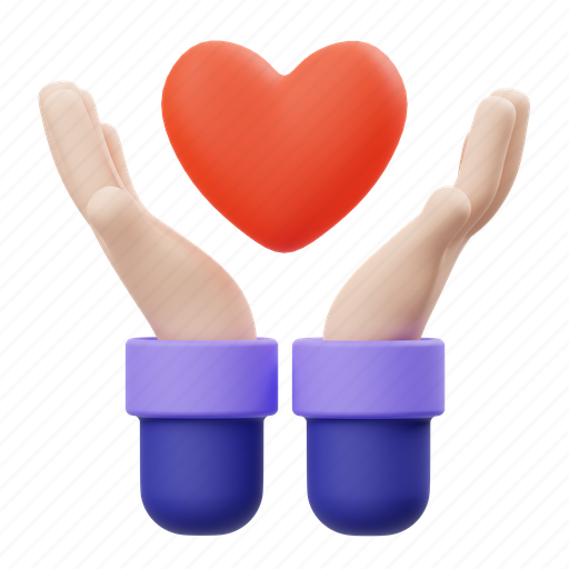 Heart, valentine, hand 3D illustration - Download on Iconfinder