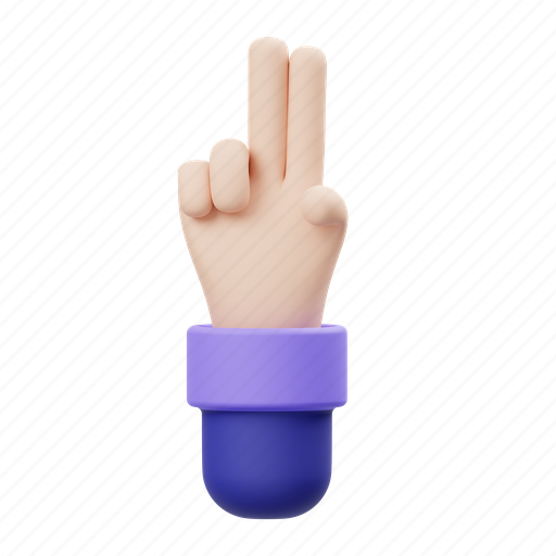 Two, fingers, gesture 3D illustration - Download on Iconfinder