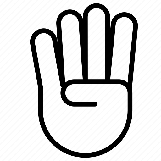 Signage, gestures, fingers, finger, four, hand, sign icon - Download on Iconfinder