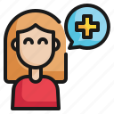 girl, woman, thinking, positive, avatar, user, happiness icon