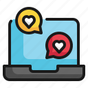 laptop, chat, heart, love, message, romance, happiness icon