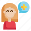 girl, woman, thinking, positive, avatar, user, happiness icon 