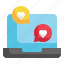 laptop, chat, heart, love, message, letter, happiness icon 