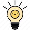 lightbulb, smile, happy, happiness, idea, innovation