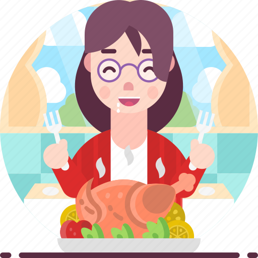 Avatar, chicken, dinner, female, woman, yummy icon - Download on Iconfinder