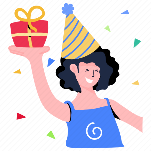 Birthday gift, birthday girl, birthday present, birthday celebration, birthday surprise sticker - Download on Iconfinder