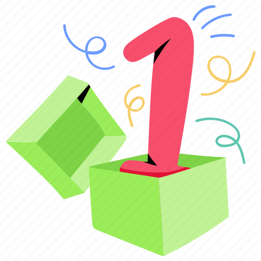 Surprise, first birthday, gift box, present, surprise box sticker - Download on Iconfinder