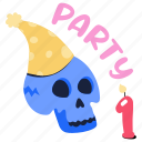 birthday skull, cranium, birthday party, skull, skullcap