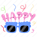 birthday glasses, party glasses, eyeglasses, spectacles, specs