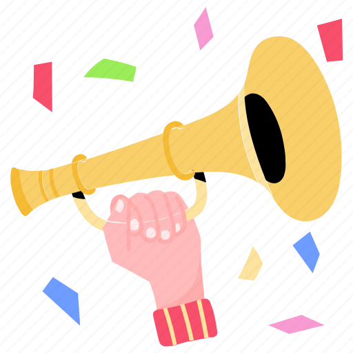 Party horn, trumpet, cornet, noisemaker, horn, hooter sticker - Download on Iconfinder