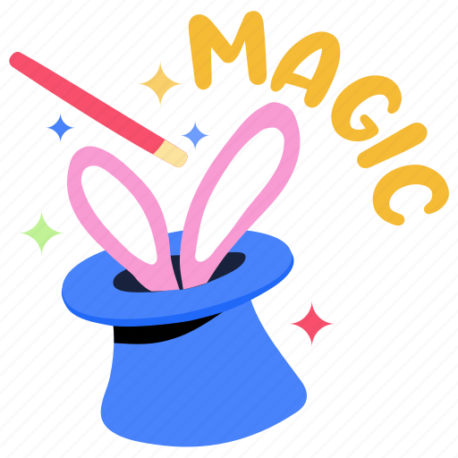 Bunny magic, rabbit magic, rabbit hat, magician hat, rabbit trick sticker - Download on Iconfinder