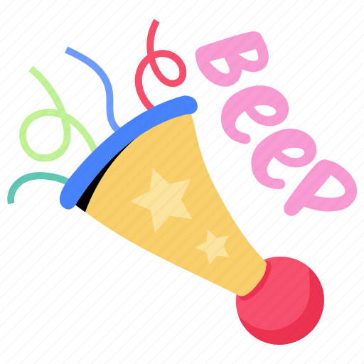 Horn, beep, hooter, noisemaker, party horn sticker - Download on Iconfinder