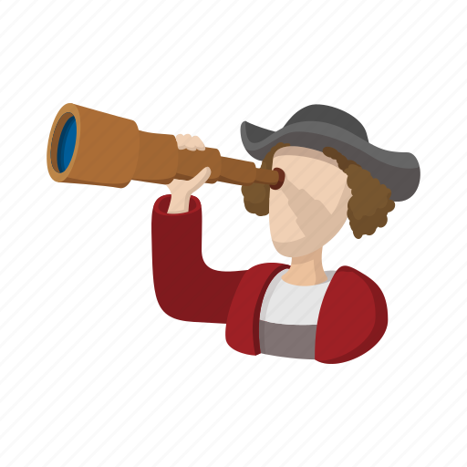 Cartoon, christopher, columbus, costume, discovery, look, spyglass icon - Download on Iconfinder