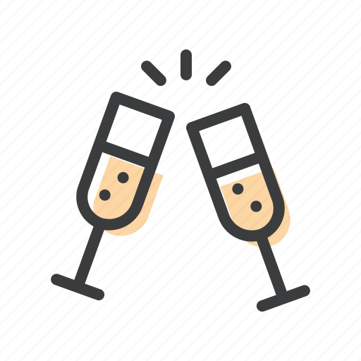 Champagne, cheers, drink, party, treat, hygge, new year icon - Download on Iconfinder