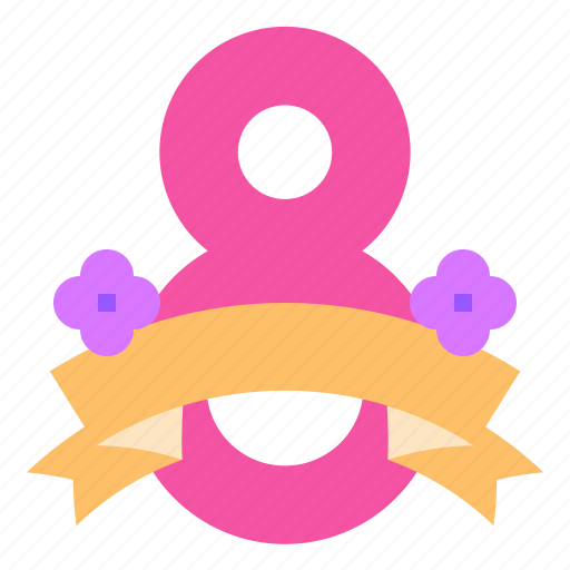 Eight, ribbon, day, feminism, feminine, symbol, venus icon - Download on Iconfinder