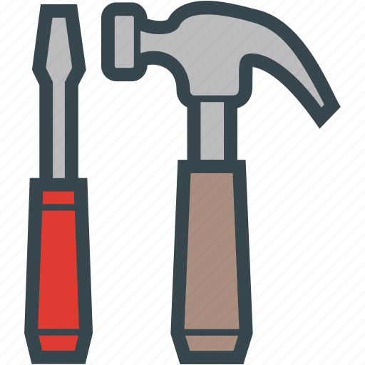 Hammer, screwdriver, slotted, tool, tools icon - Download on Iconfinder