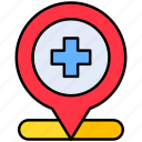 hospital, location, medical, pin