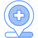 hospital, location, medical, pin