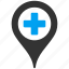 location, clinic, hospital, medical, pin, map marker, navigation 