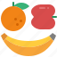 fruit, apple, banana, orange, healthy, refreshing, food 