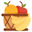 basket, food, fruit, healthy, orange, banana, apple fruit 