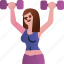 dumbbell, workouts, gym, healthy, woman, avatar, fashion, people 