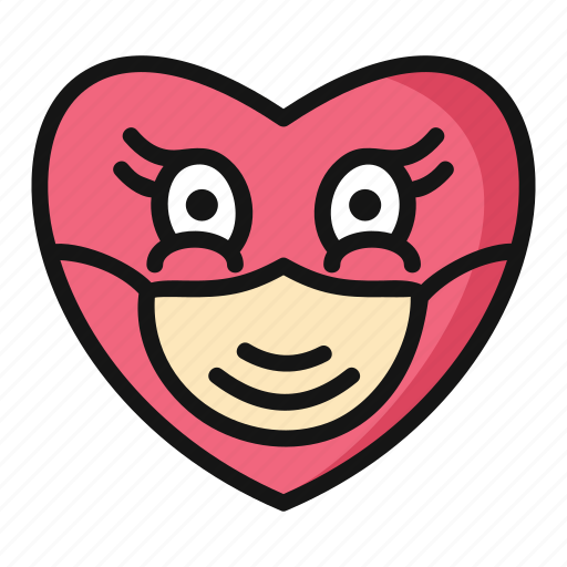 Masked, valentine day, heart, valentine, emoji, emotions icon - Download on Iconfinder