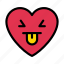 facewithtongue, heart, smiley, face, emoji 